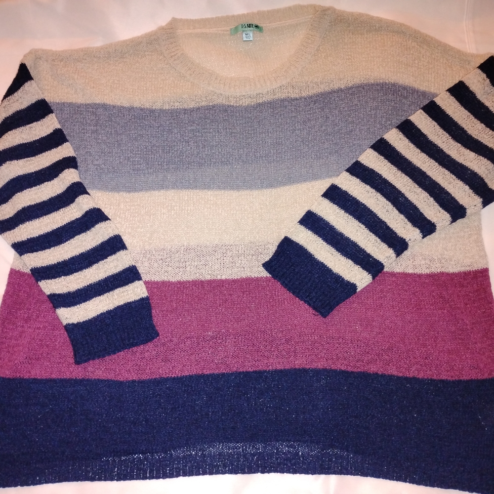 Striped Colorblock Crew Neck Sweater